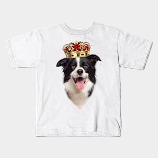 Border Collie Royal Dog With Crown King Kids T-Shirt